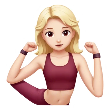 angelic blonde girl stretching in Burgundy  gym  sticker