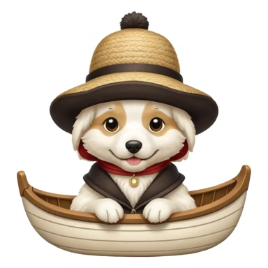white dog with iconic gondolier hat sticker