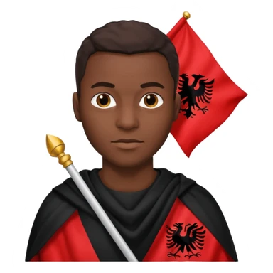 Black man holding albania flag sticker