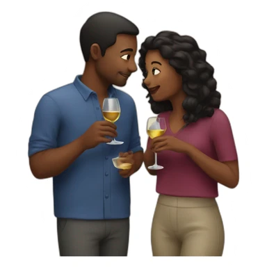 couple drinking wine sticker
