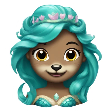 A cute and happy otter face as a mermaid princess. sticker