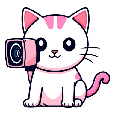 creative and modern pink cat merged with a CCTV camera sticker