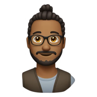 black eyeglasses and man bun and brown hair sticker