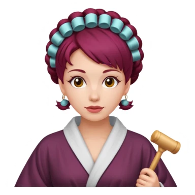 woman with burgundy hair rollers sticker