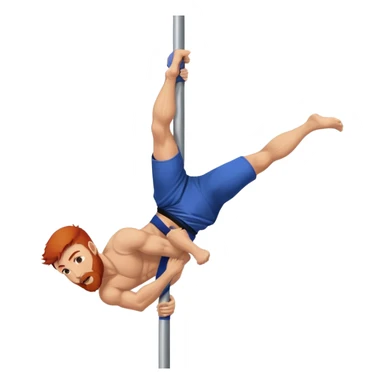 male redhead with beard performing a jiu jitsu move on a pole dance pole sticker
