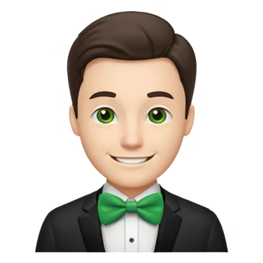 a smiling man with a green bow tie sticker