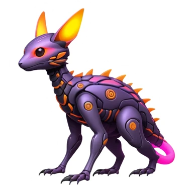 futuristic lush warm-colored neon-colored Fakémon-Trico-creature (full body) sticker