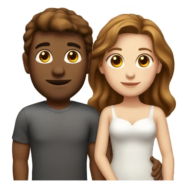 White couple with brown hair in love sticker