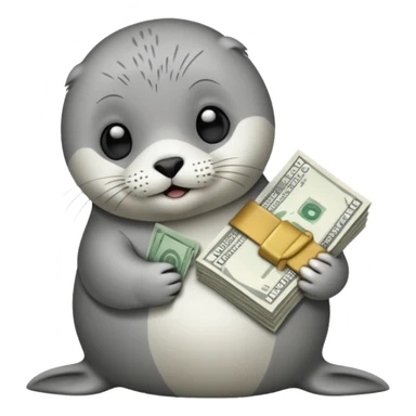 Baby seal holding a lot of money  sticker