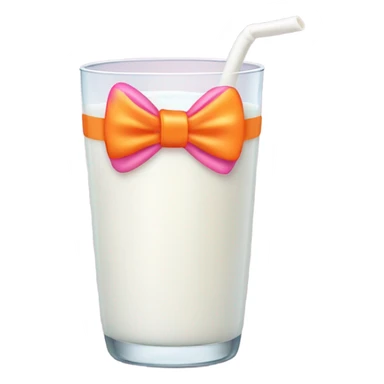 Glass of milk with a pink and orange bow wrapped around the glass  sticker