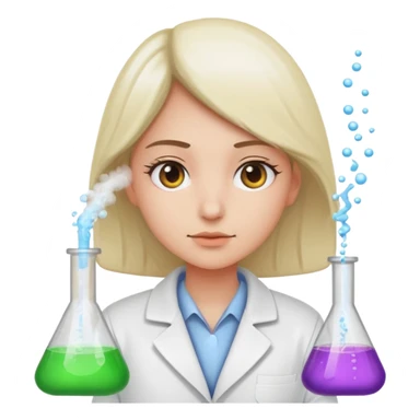 A person in a white coat is experimenting with chemicals. sticker