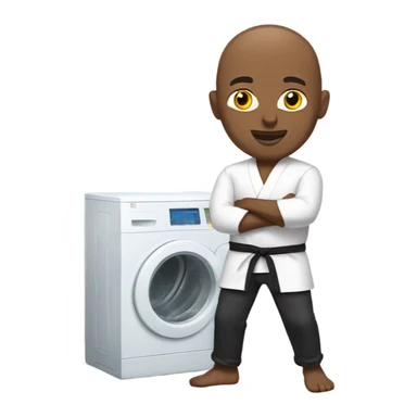 Bald black man karate doing laundry  sticker