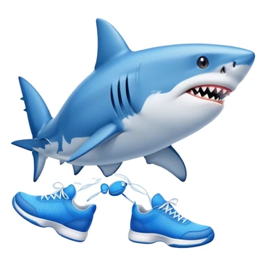 Shark with blue tennis shoes sticker