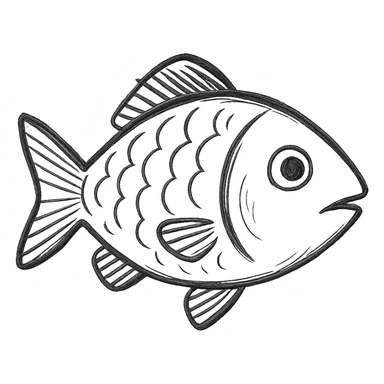 fish, detailed sketch, hand drawn icon style sticker
