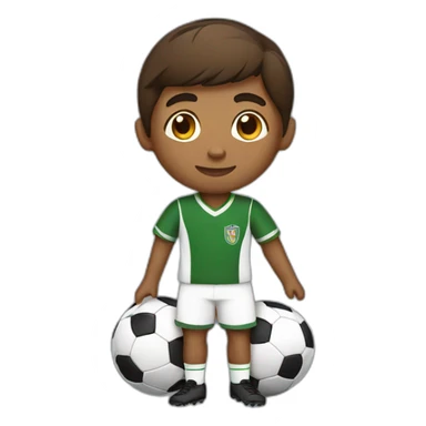 brown boy wearing soccer uniform holding a football sticker