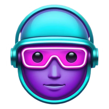 futuristic glowing like, neon purple and cyan light, dark background, digital tech style sticker