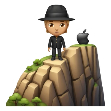 A 3D emoji of a person standing at the edge of a steep cliff in Apple style. The person faces forward, close to the edge, showing a sense of height and danger. Clean, glossy Apple-style rendering, isolated on white background.


 sticker