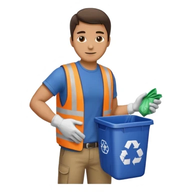 side view , all body , man taking out the trash sticker