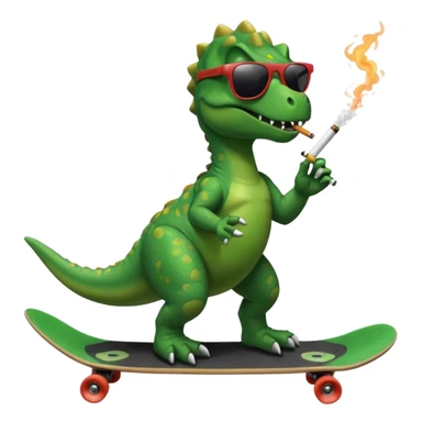 Dinosaur on a skate board smoking and wearing sunglasses sticker