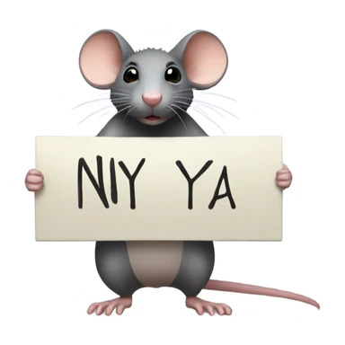 A rat holds a sign with the inscription: NY YA sticker