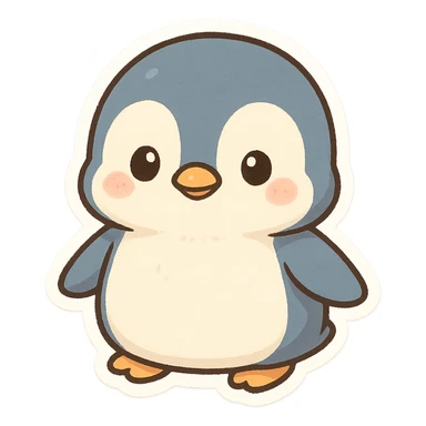 penguin, chibi stickers style sticker