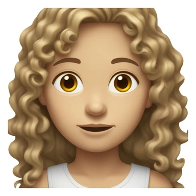 pale girl curly/ wavy light BROWN shoulder length hair  sticker