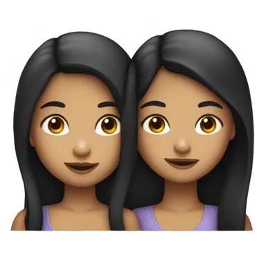 two girls light girls with dark hair kissing sticker