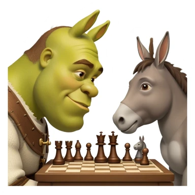 Шрек играет в шахматы с ослом sticker