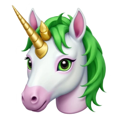 unicorn with green hair and earrings looking into camera sticker