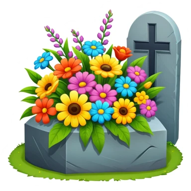 A flower bouquet on a grave  sticker