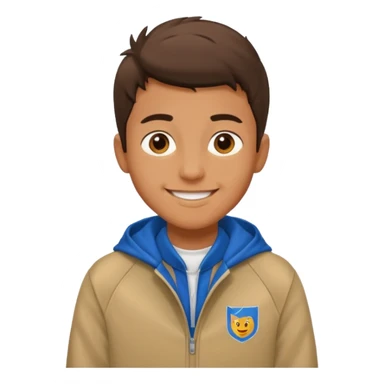 college boy with college jacket sticker