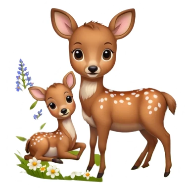 baby deer with flower sticker