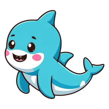 cartoon sticker style baby shark with shoes sticker