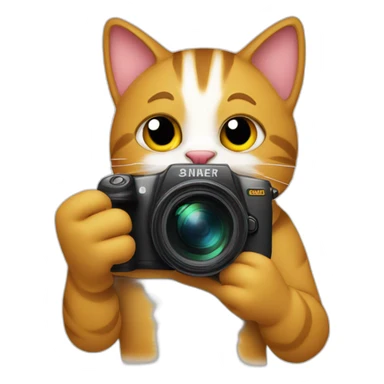 Happy cat holding DSLR sticker