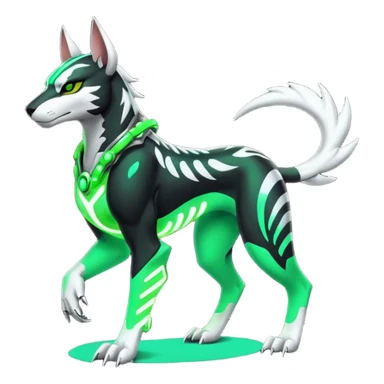 Black and green cyberpunk intricate neon glowing grey white futuristic cyborg-Houndoom-Tigress-Luxray-Gryphon-fusion (full body) sticker