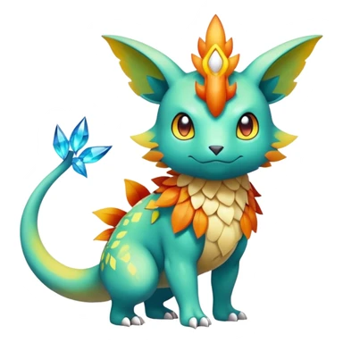 Elemental magical colorful exotic animesque Pokémon-Fakémon-animal-creature, (full body) sticker