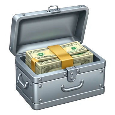 caja fuerte de metal, abierta con dinero sticker