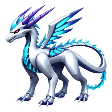 Futuristic Modern Shiny Cyber-Suicune-Dialga-Reshiram-Creature, (full body) sticker
