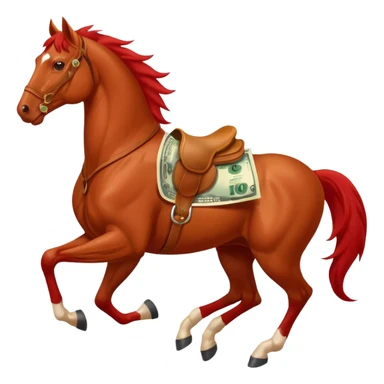 red horse agressive running money on on the saddle sticker