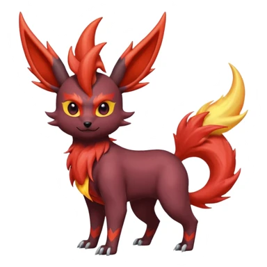 Pastel iridescent exotic colorful Darkrai-Scizor-Flareon-fusion with fiery horns and a Mohawk  sticker