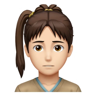 eren jeager with hair of pony tail sticker