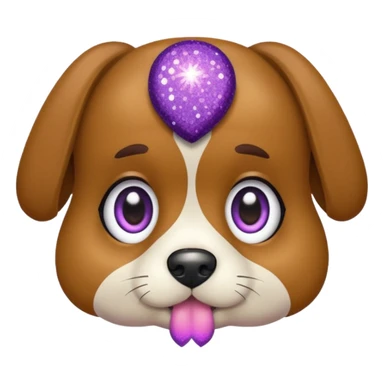 Cachorro com gravata roxa com glitter sticker