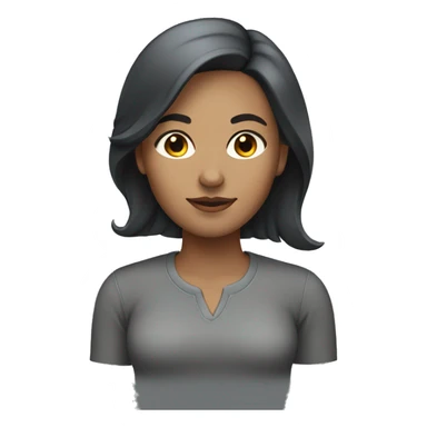 women with side part and really dark brown hair and tight grey shirt sticker