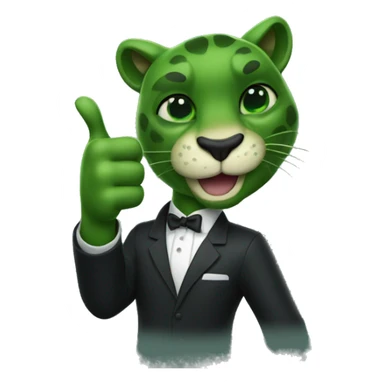 Green panther formal thumbs up sticker