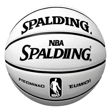 Minimalist black and white Spalding basketball with NBA logo, monochrome design, iOS emoji style sticker