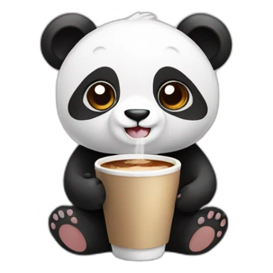 cute panda with cup of coffee  sticker