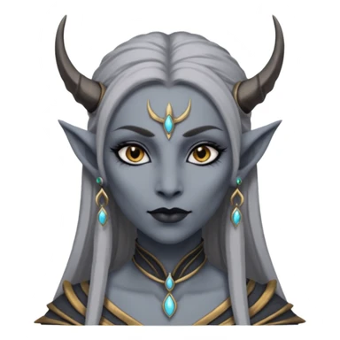 ESO female daedra, lashes and earrings, gray skin sticker