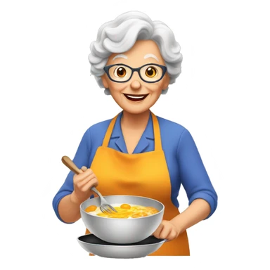 Granny cooking a breakfast sticker