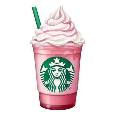 starbucks drink with pink liquid with ice and strawberries  sticker