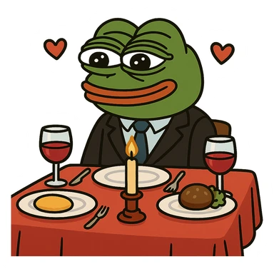 create a pepe on couple dinners, white background sticker